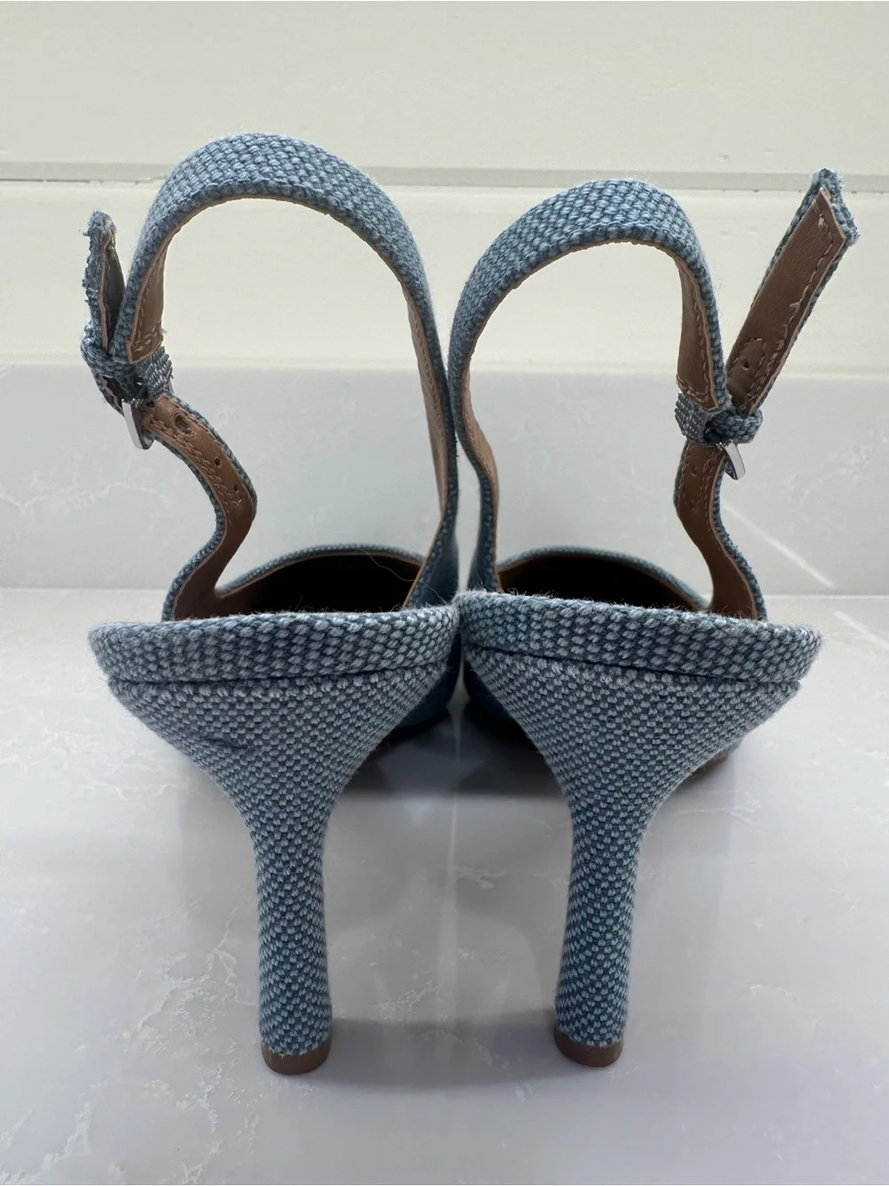 Nordstrom Rack Priscilla Denim Slingback Pumps Heeled Pointed Toe Blue 9.5M
